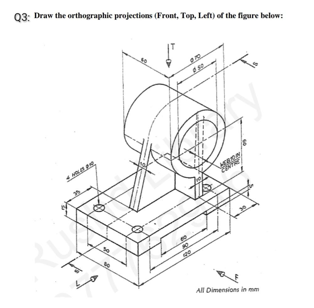 Solved 21:Draw The Top And Front Sectional View For The | Chegg.com