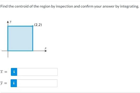 Solved Find the centroid of the region by inspection and | Chegg.com