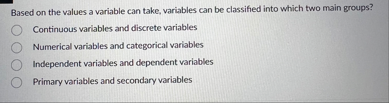 Solved Based on the values a variable can take, variables | Chegg.com