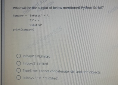 Solved What will be the output of below mentioned Python | Chegg.com