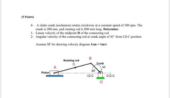 Solved (5 Points) 4. A slider crank mechanism rotates | Chegg.com