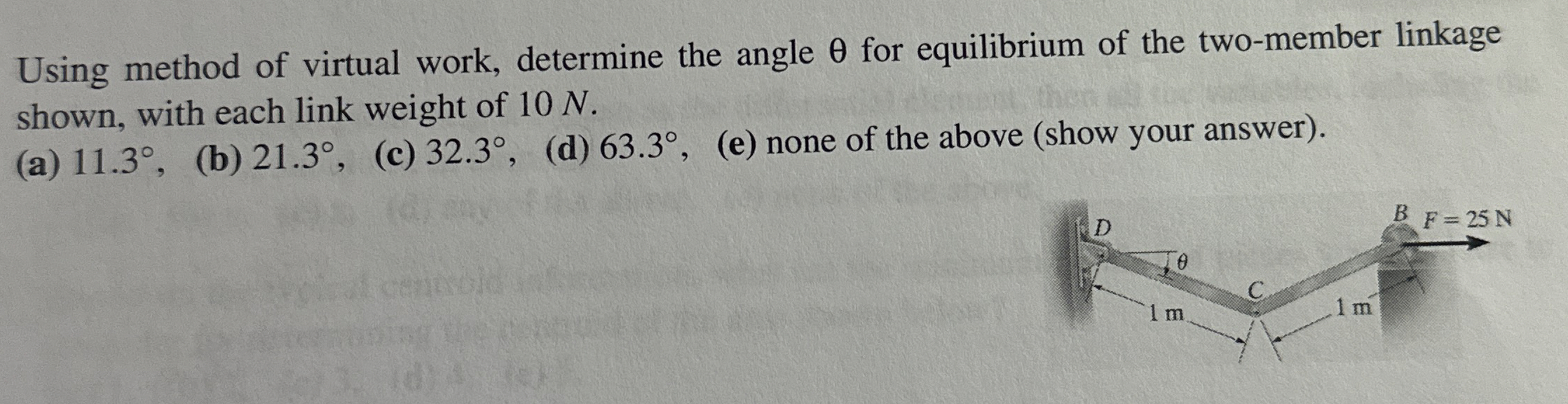 Solved Using method of virtual work, determine the angle θ | Chegg.com