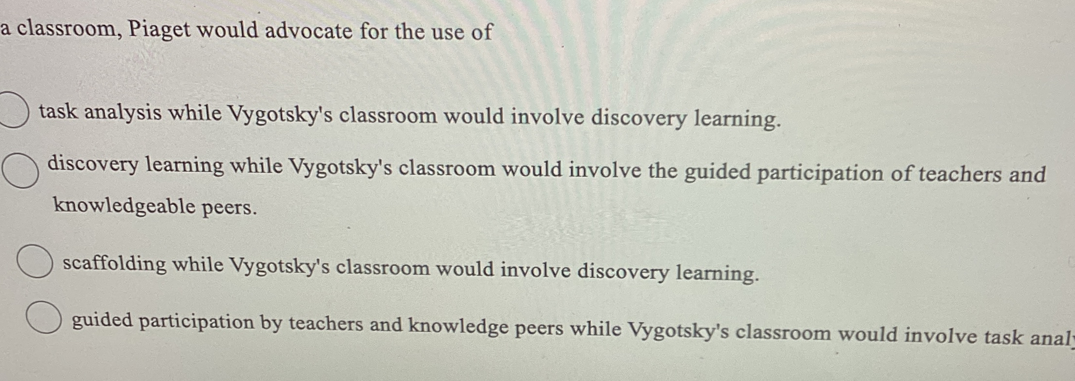 Piaget and vygotsky in the clearance classroom