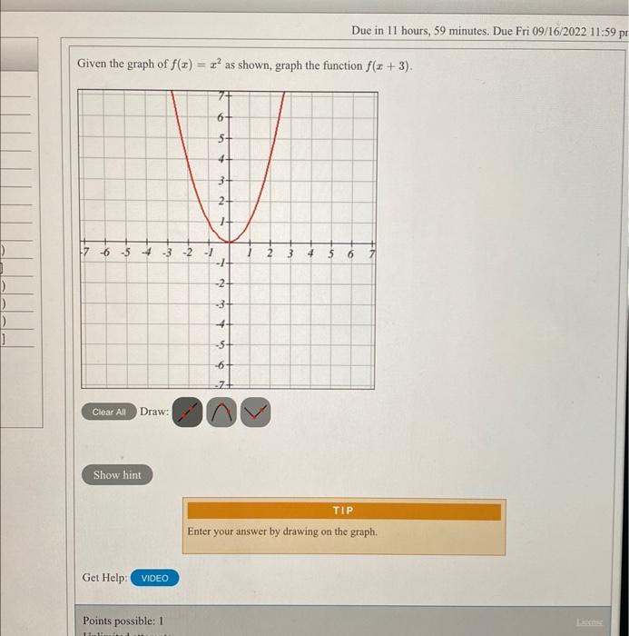 Solved Given the graph of f(x)=x2 as shown, graph the | Chegg.com 