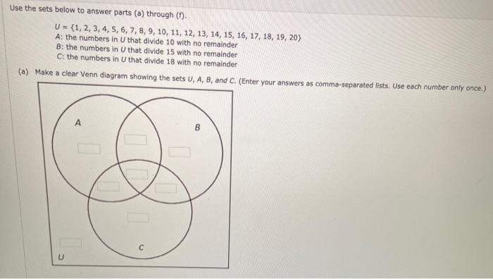 Solved Use The Sets Below To Answer Parts A Through 6 U Chegg Com