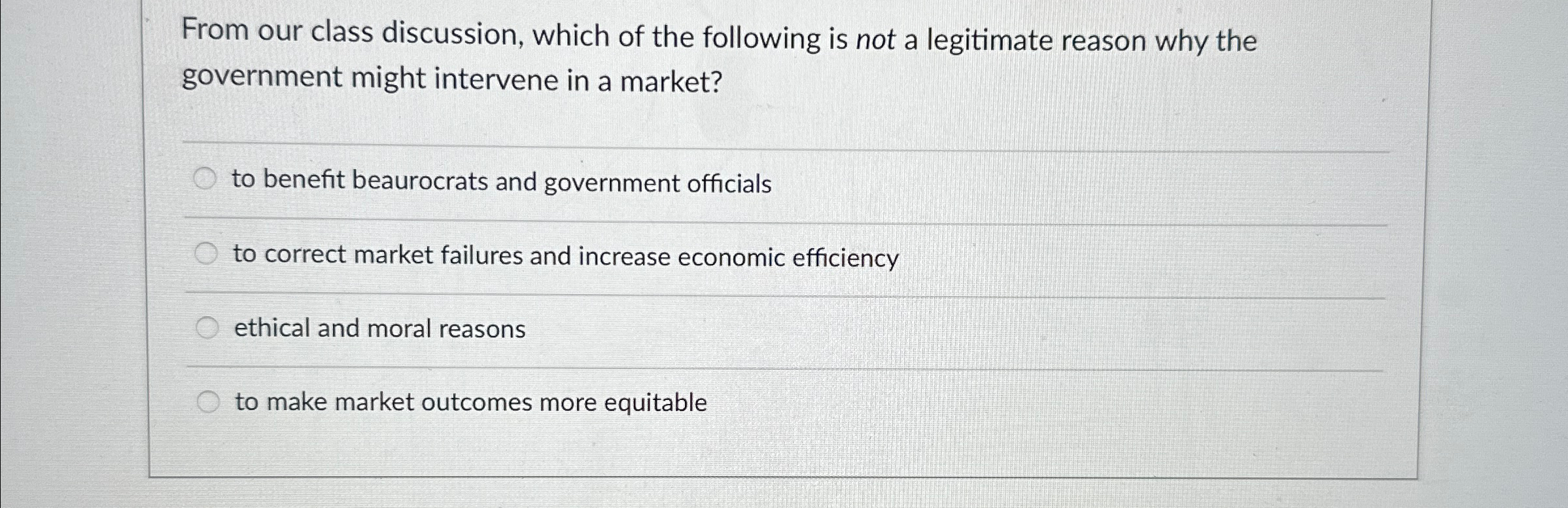 Solved From our class discussion, which of the following is | Chegg.com