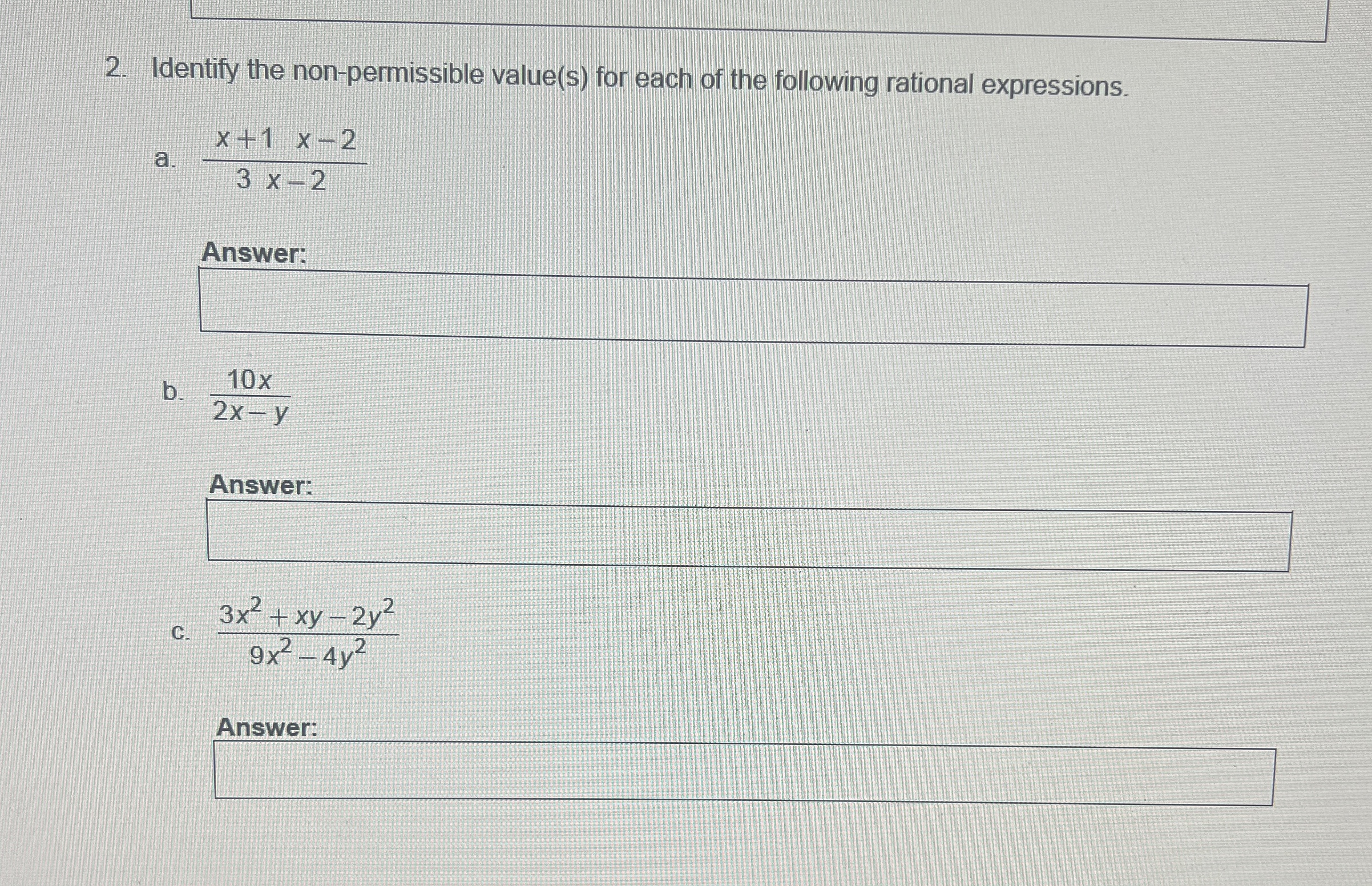 Solved Identify the non-permissible value(s) ﻿for each of | Chegg.com