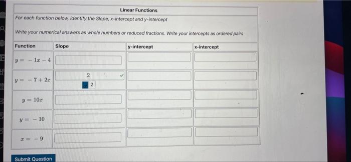 Solved Linear Functions For each function below, identify | Chegg.com