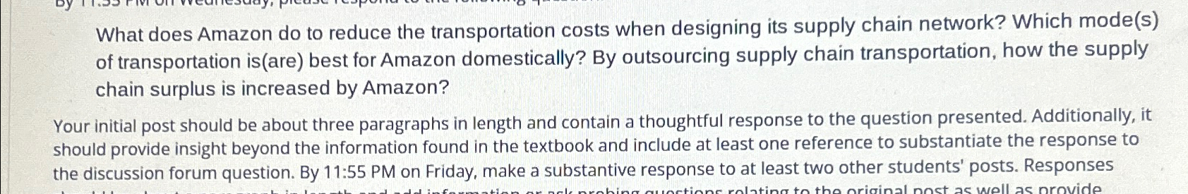 Solved What does Amazon do to reduce the transportation | Chegg.com