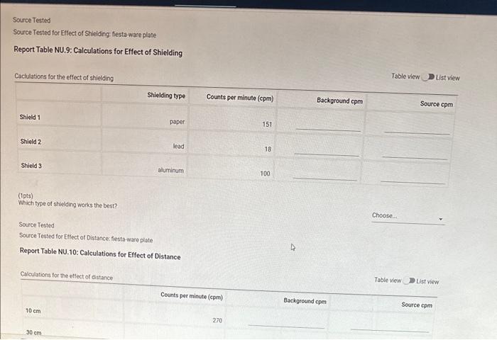 (22pts) Effects of Distance, Time, and Shielding | Chegg.com