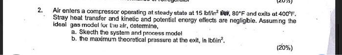 Solved 2 Air enters a compressor operating at steady state | Chegg.com