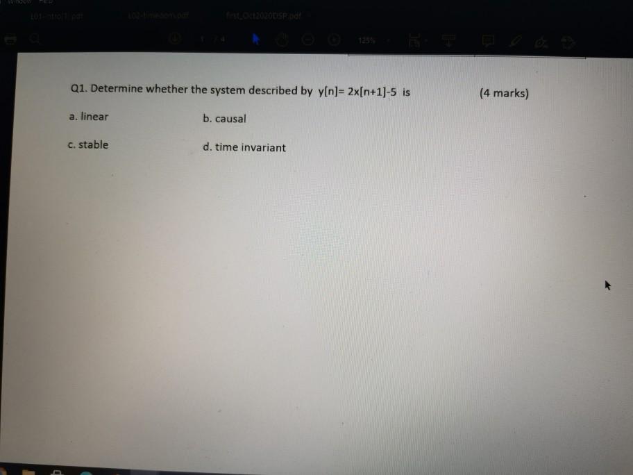 Solved Q1. Determine whether the system described by | Chegg.com