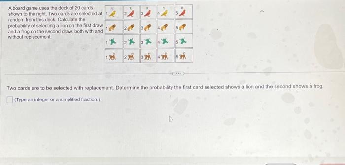 Solved A board game uses the deck of 20 cards. shown to the | Chegg.com