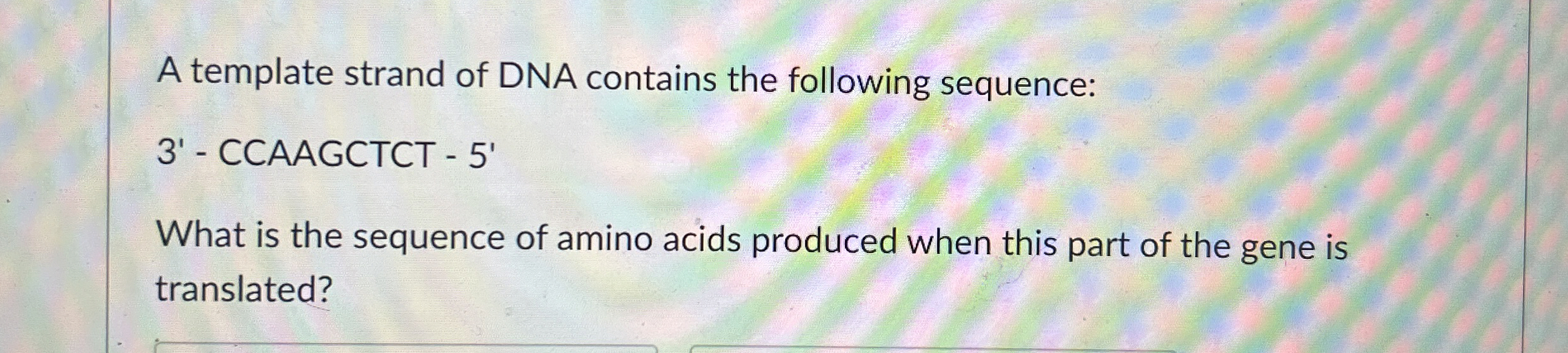 Solved A template strand of DNA contains the following | Chegg.com