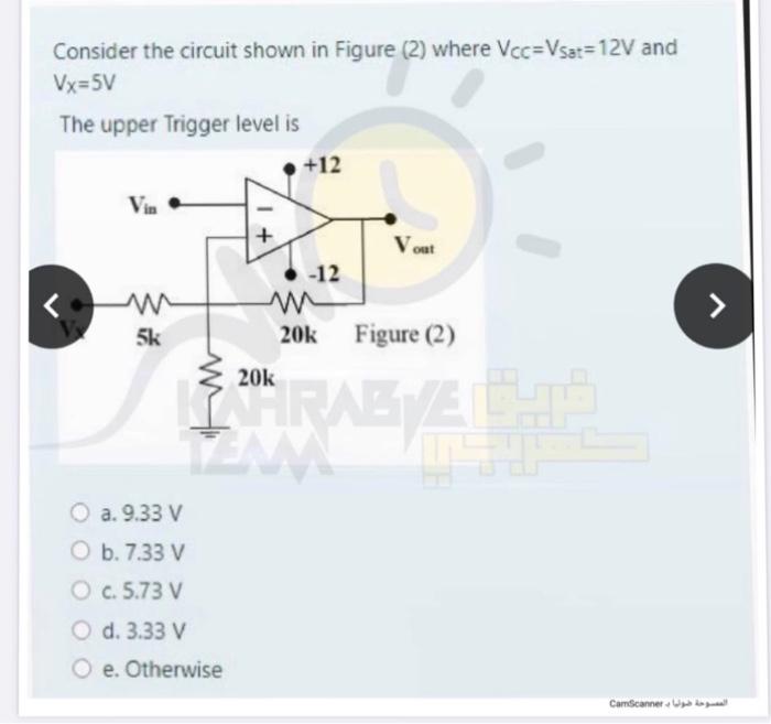 Solved Consider the circuit shown in Figure (2) where | Chegg.com