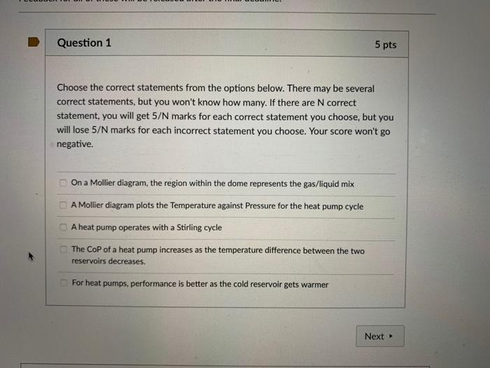 Solved Question 1 5 pts Choose the correct statements from | Chegg.com
