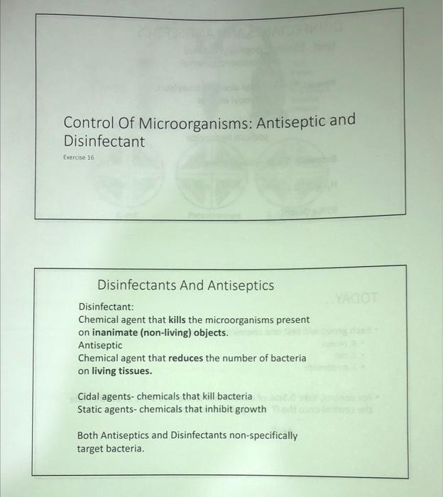 Using Chemicals to Control Microorganisms