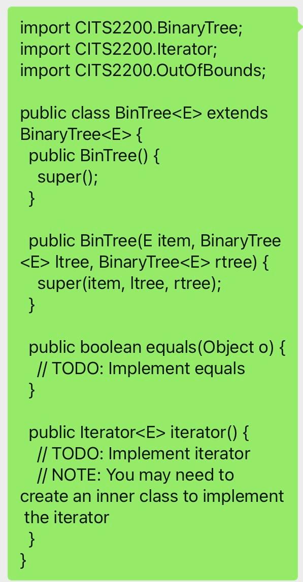 Solved import CITS2200.BinaryTree; import | Chegg.com