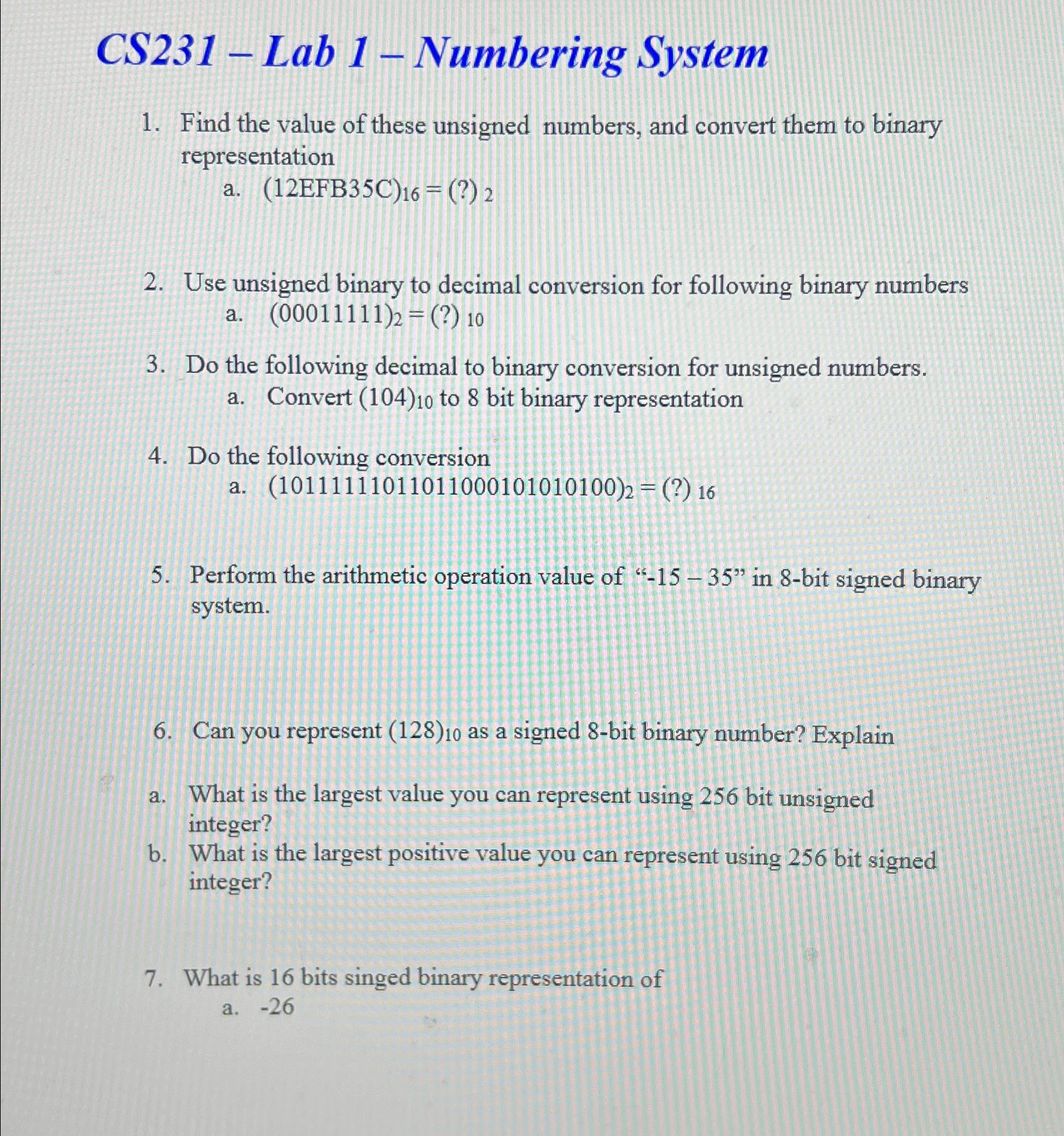 solved-cs231-lab-1-numbering-systemfind-the-value-of-chegg