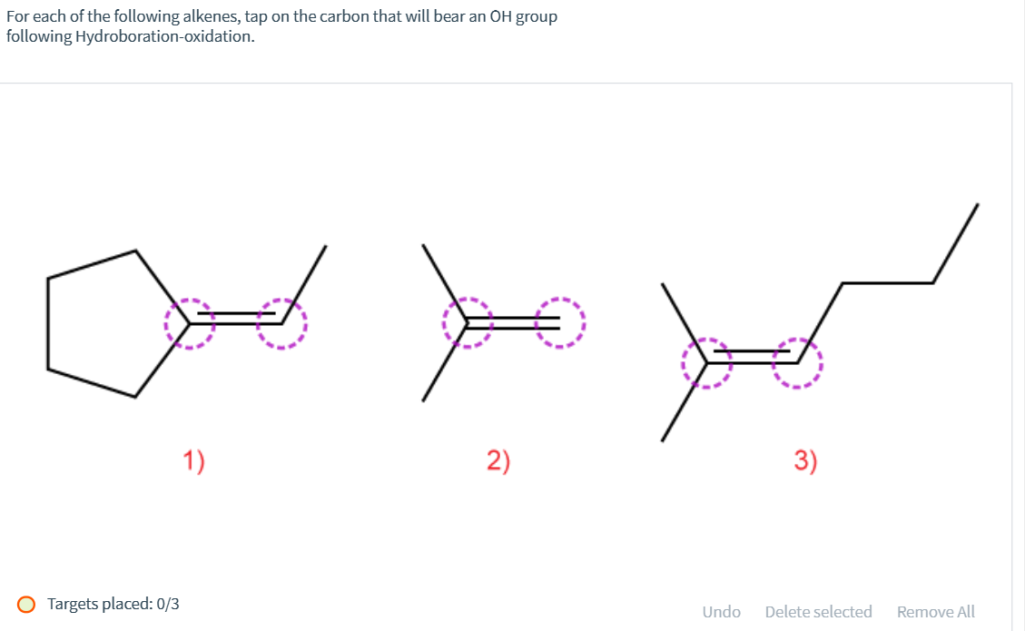 For each of the following alkenes, tap on the carbon | Chegg.com