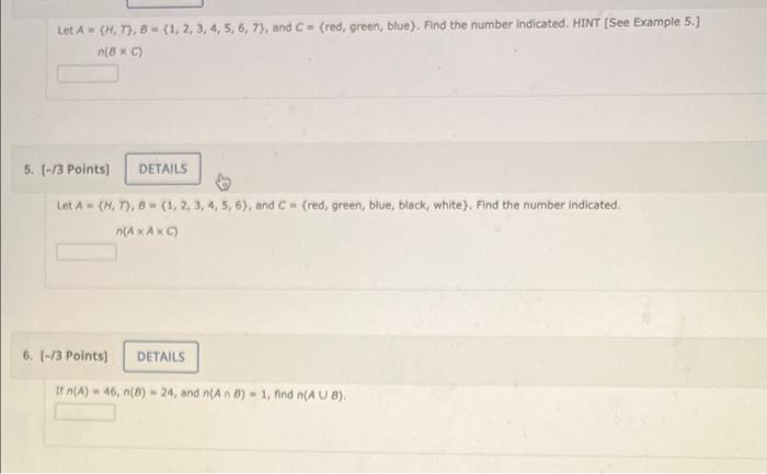 Solved Let A (H), 8 - (1, 2, 3, 4, 5, 6, 7), And C - (red, | Chegg.com