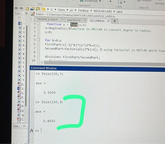 Curr...
300000
VO
DODE
Det....
4
adu
N m st
FILE
18
3
NAVIGATE
CODE
C: Users pc Desktop MATLAB LABS lab4
Editor - C:\Users\pc