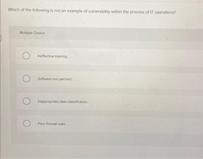 Solved Which of the following is not an example of | Chegg.com
