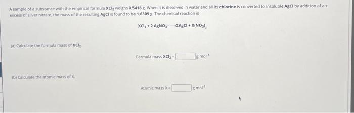 Solved A Sample Of A Substance With The Empirical Formula 