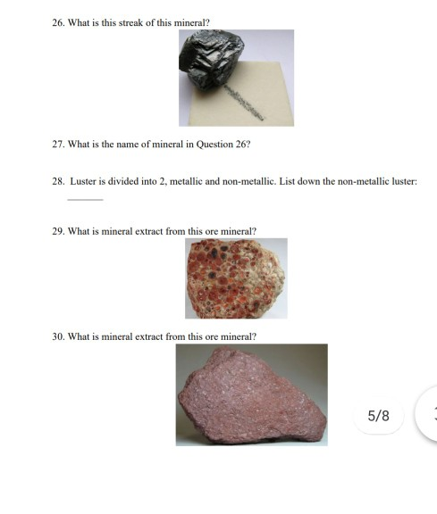 Solved PART 1: MINERAL IDENTIFICATION 1. What Is Mineral? 2. | Chegg.com