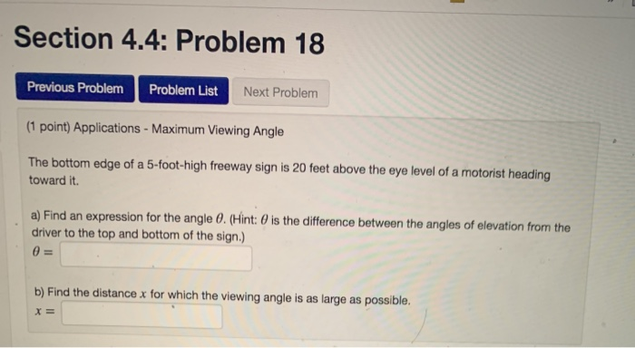 Solved Section 4.4: Problem 18 Previous Problem Problem List | Chegg.com