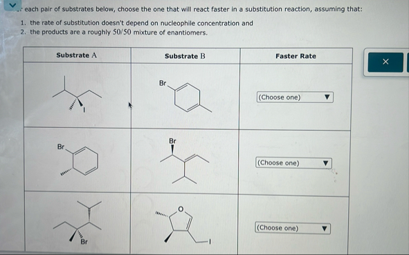 Solved each pair of substrates below, choose the one that | Chegg.com