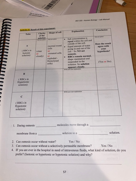 Solved BIO 103 Human BiologyLab Manual M T W X F Date