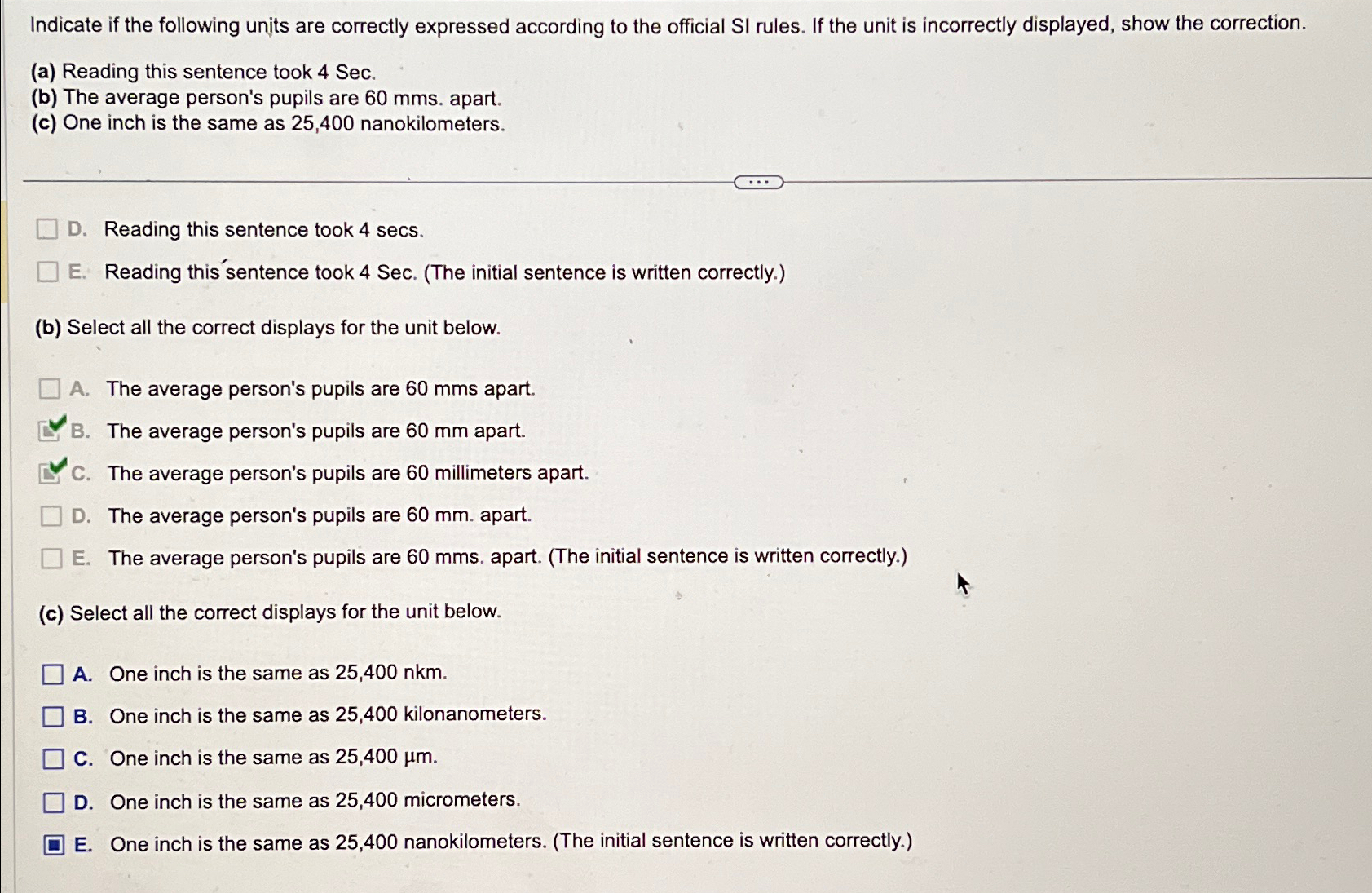 Solved Indicate if the following units are correctly | Chegg.com