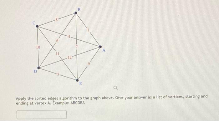 Solved B 10 D Apply the sorted edges algorithm to the graph | Chegg.com