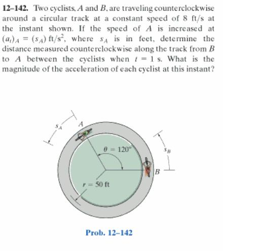 Solved Two Cyclists, A And B, Are Traveling Counterclockwise | Chegg.com