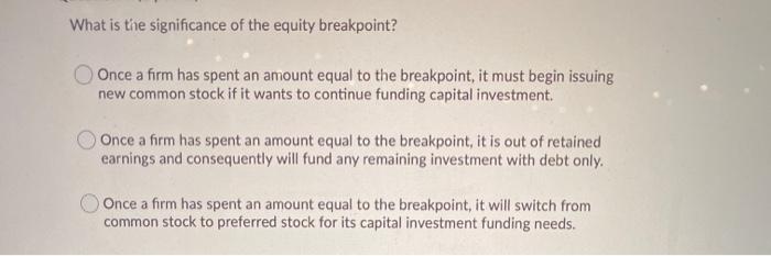Solved What is the significance of the equity breakpoint? | Chegg.com