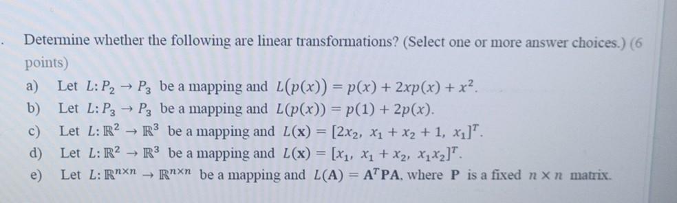 Solved Determine whether the following are linear | Chegg.com