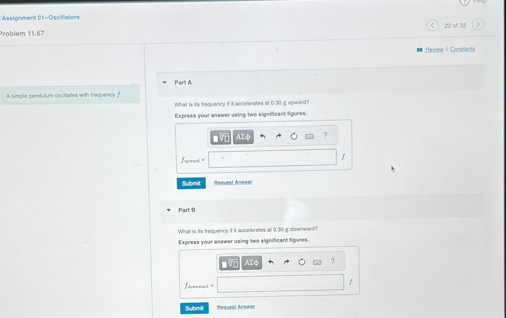 Solved Assignment 01-OscillatorsProblem 11.6722 ﻿of 32A | Chegg.com