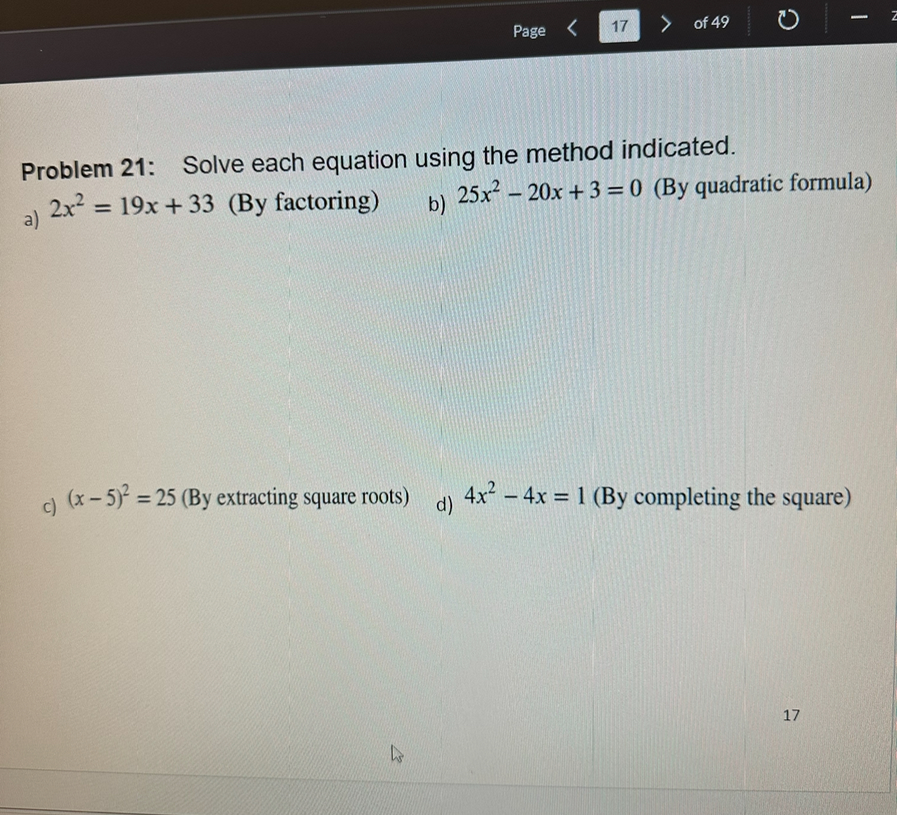 Solved Problem 20. ﻿Solve Each Equation Using Factoring And | Chegg.com