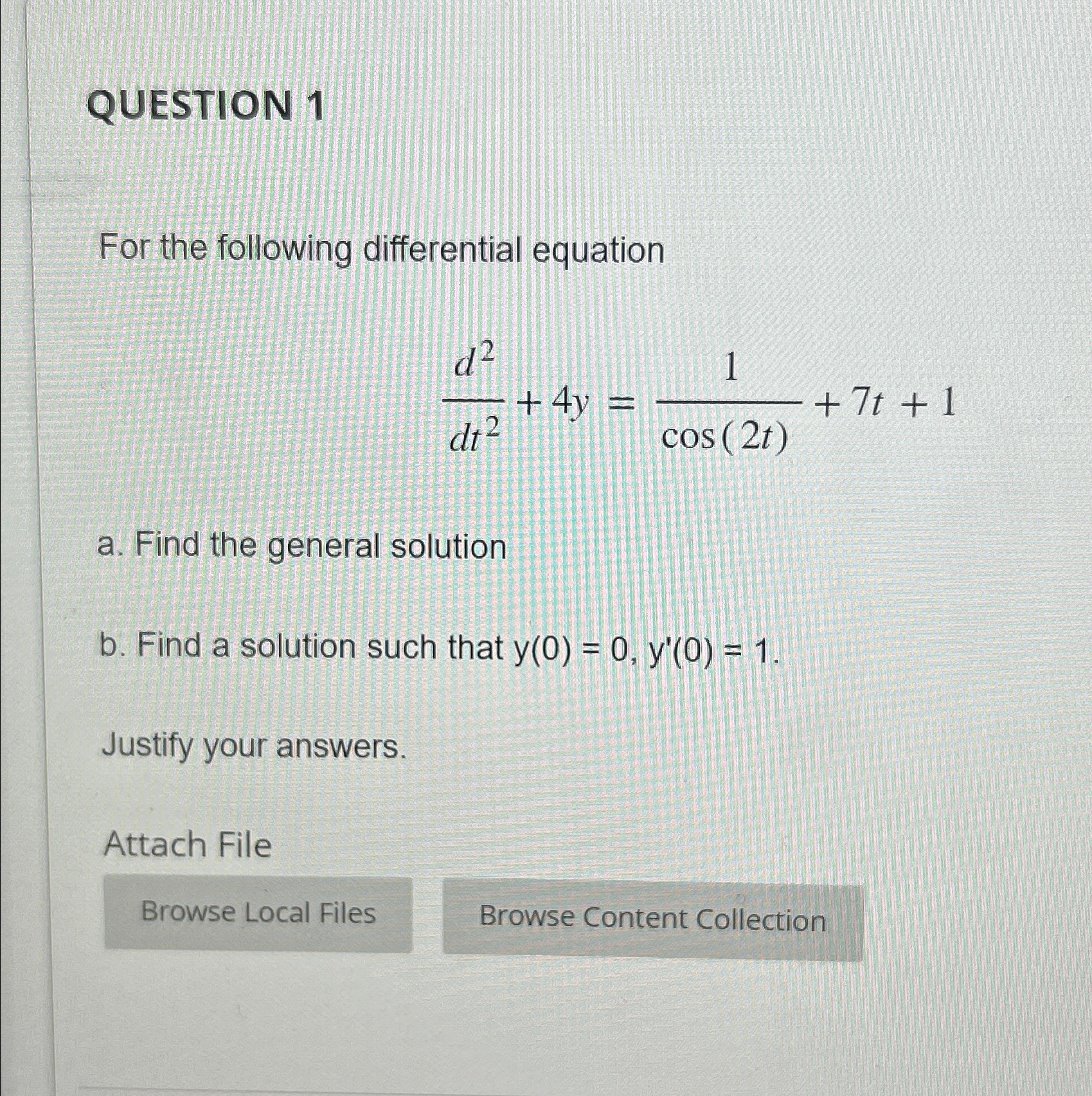 Solved QUESTION 1For the following differential | Chegg.com