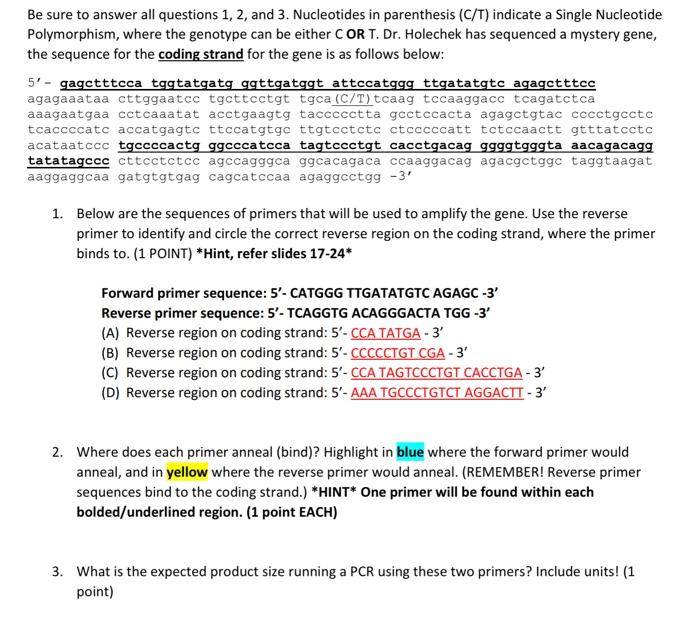Solved Be sure to answer all questions 1,2 , and 3 . | Chegg.com
