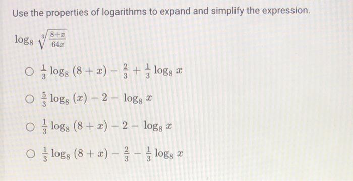 Solved Use the properties of logarithms to expand and | Chegg.com