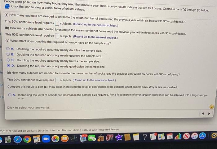 Solved People Were Polled On How Many Books They Read The Chegg
