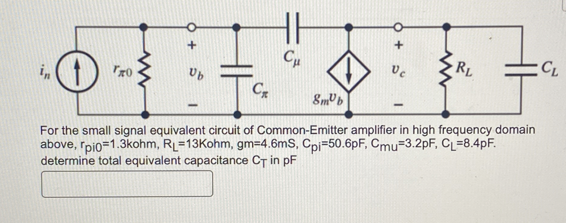 Solved For the small signal equivalent circuit of | Chegg.com