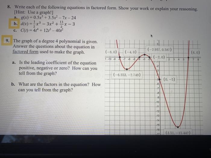 Solved 8. Write each of the following equations in factored | Chegg.com