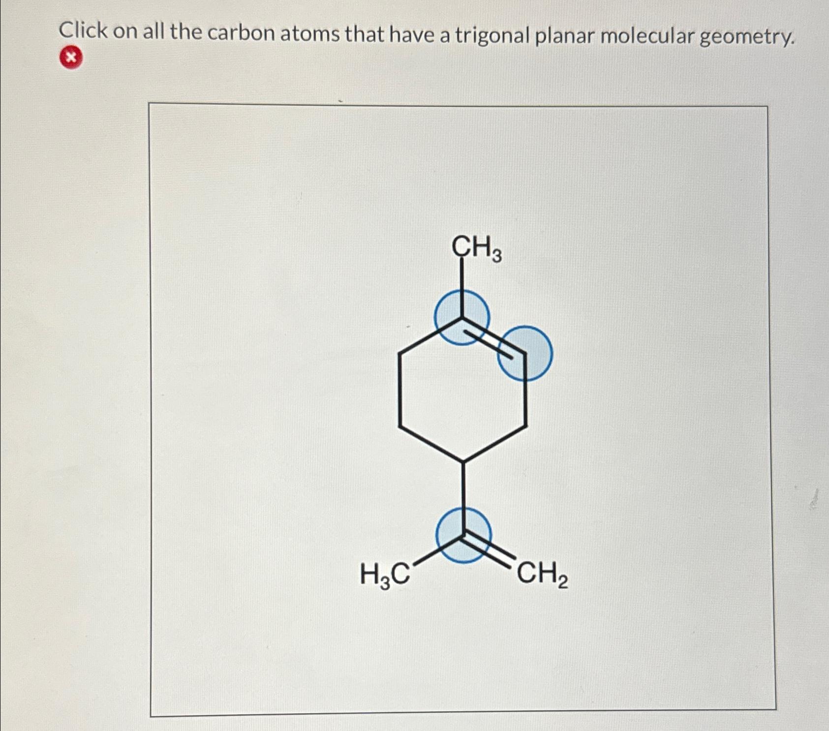 Solved Click on all the carbon atoms that have a trigonal | Chegg.com