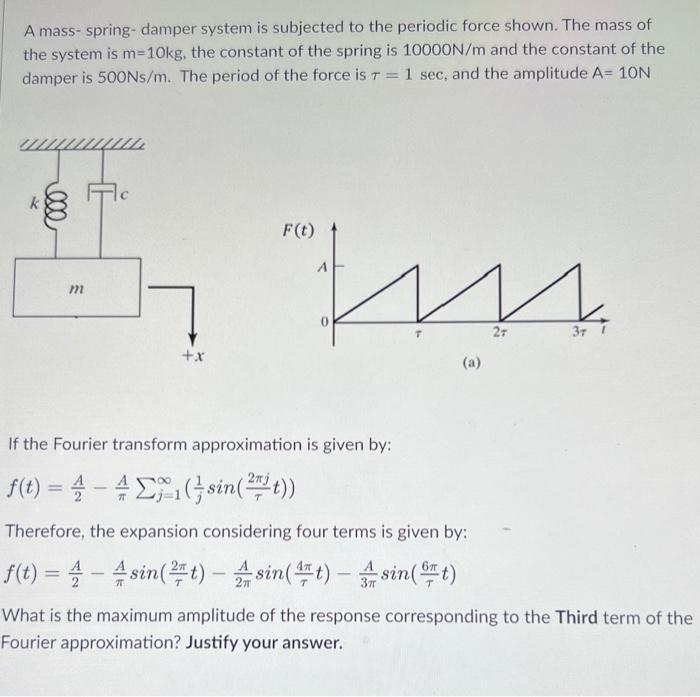 Solved Mechanical Vibrations Question. If You Could Show A | Chegg.com