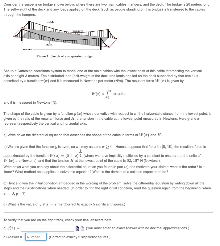 Solved Consider the suspension bridge shown below, where | Chegg.com