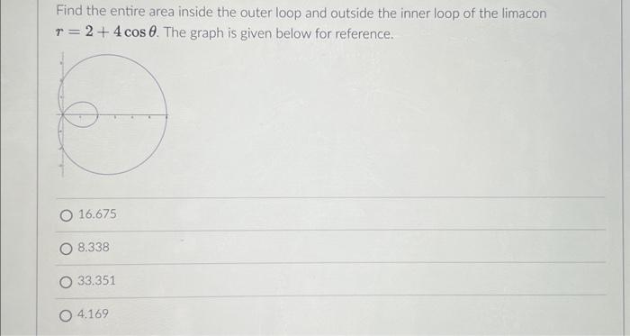 Solved Find the entire area inside the outer loop and | Chegg.com