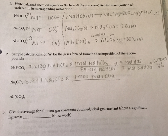 Solved 1 Write Balanced Chemical Equations Include All